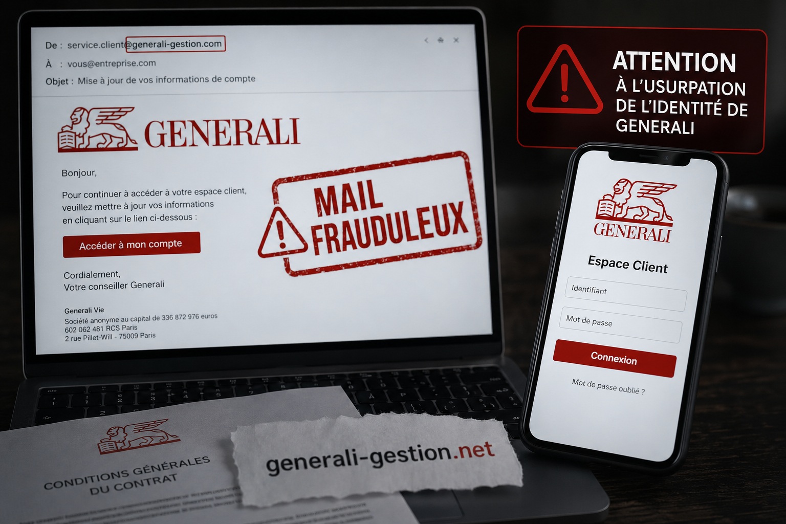 mail frauduleux Generali