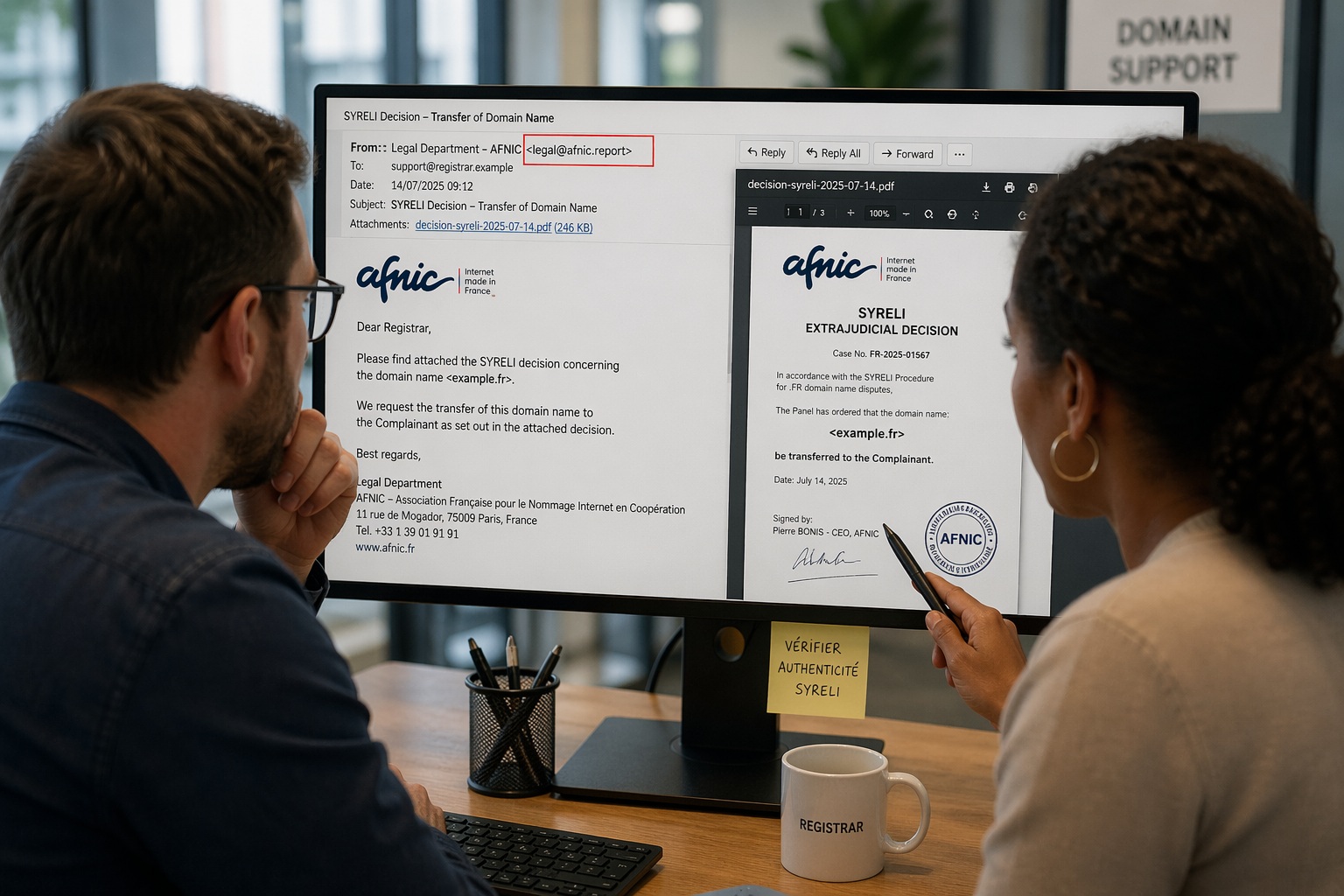 usurpation AFNIC nom de domaine SYRELI