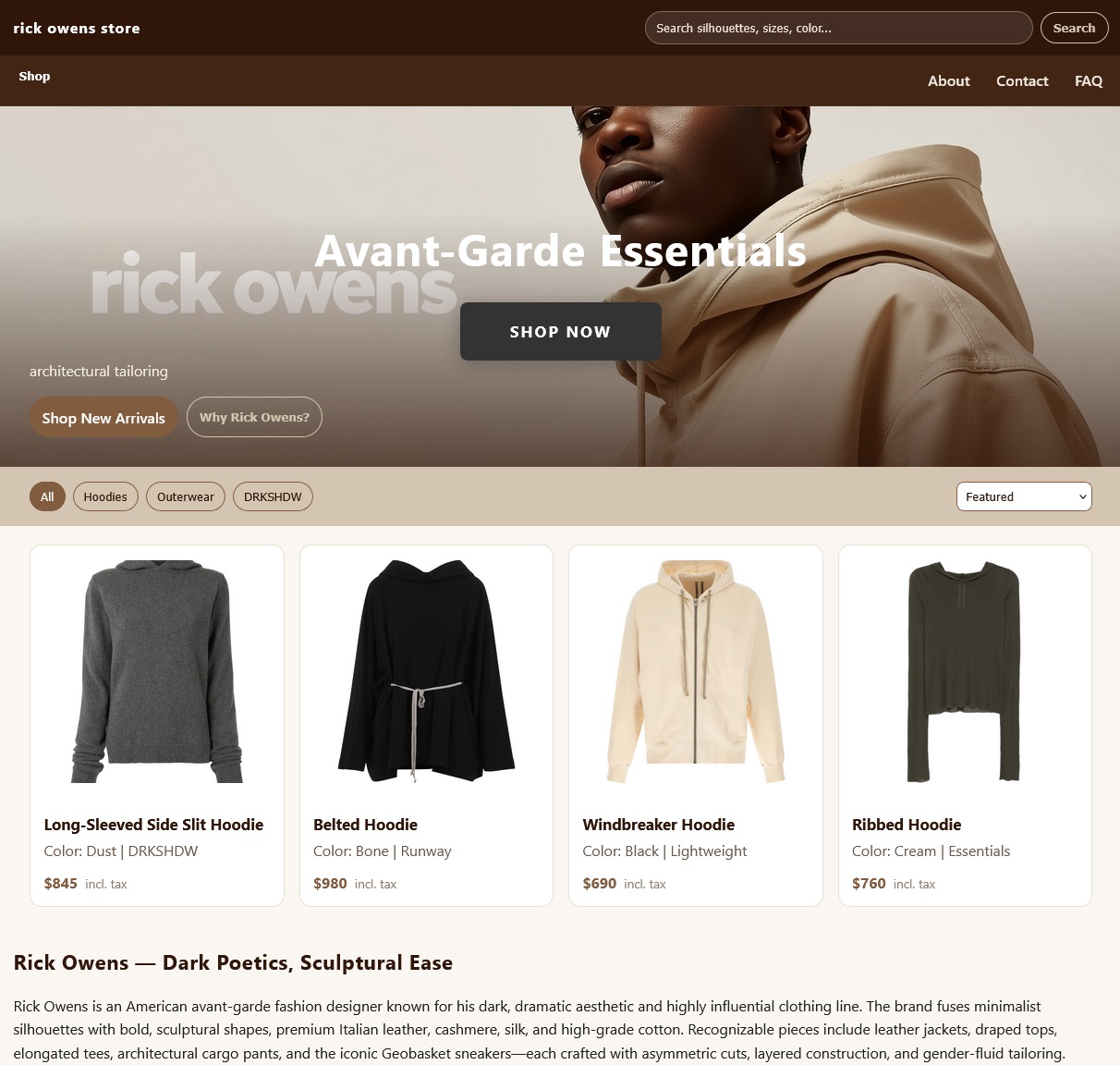 vêtements Rick Owens