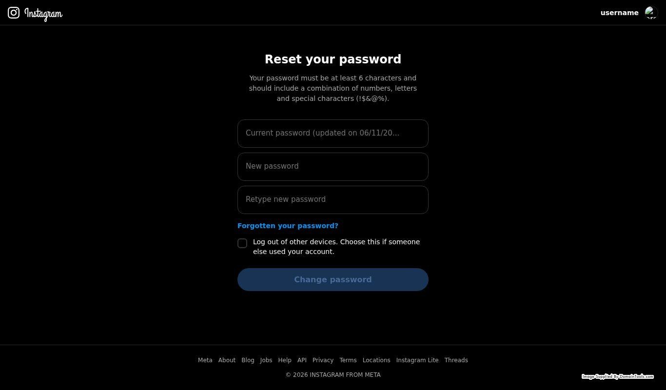reset password instagram
